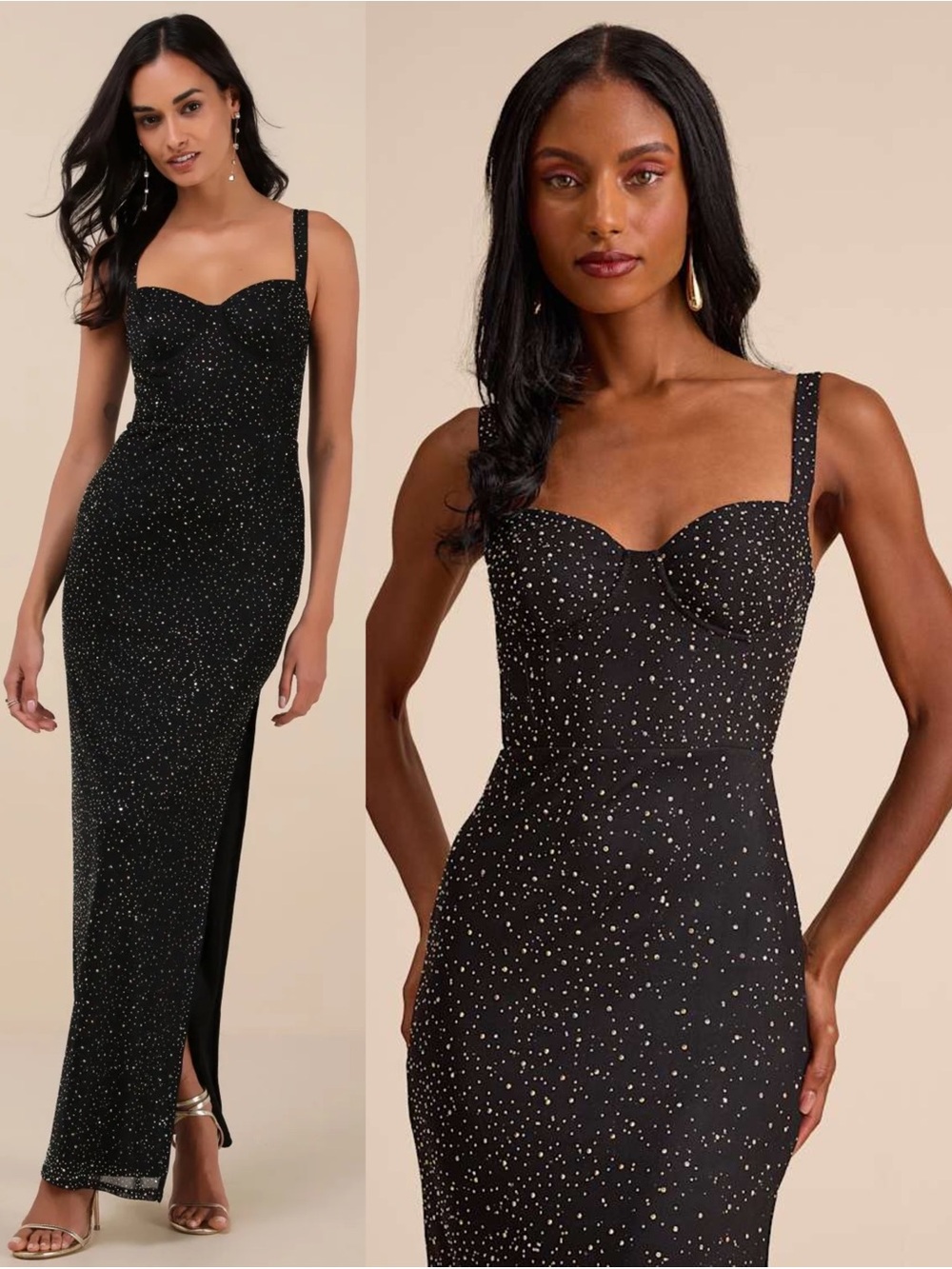 LULUS Iridescent Rhinestone Stud Sweetheart Bustier Celestial Whimsigoth Gown M
